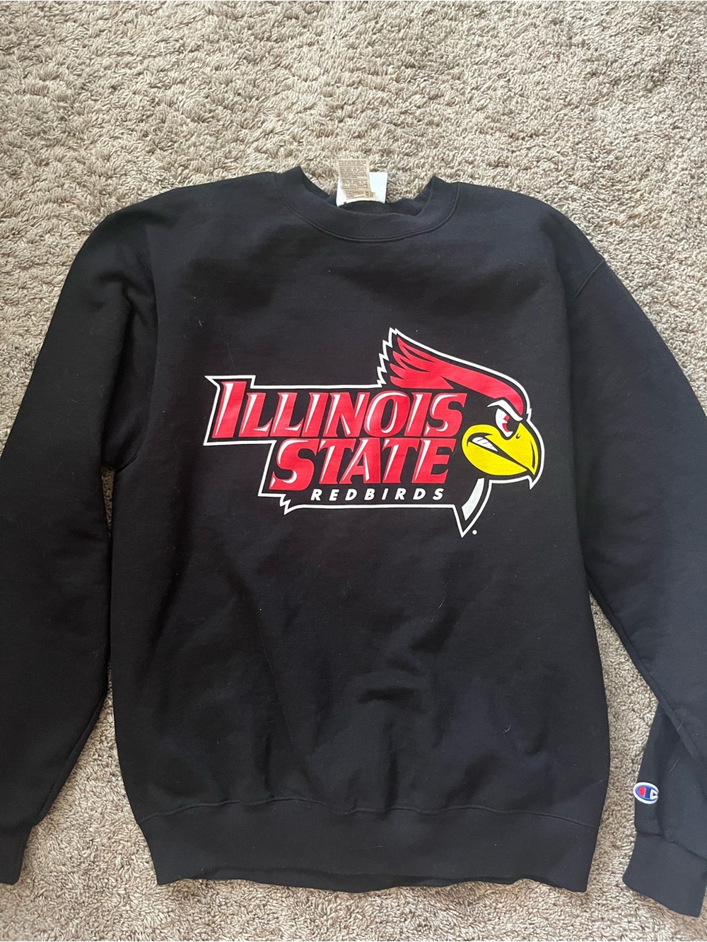 Champion Illinois State Redbirds Black Crewneck Sweatshirt with Red Logo